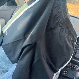 Lacoste Black Athletic Shorts with Green Stripe